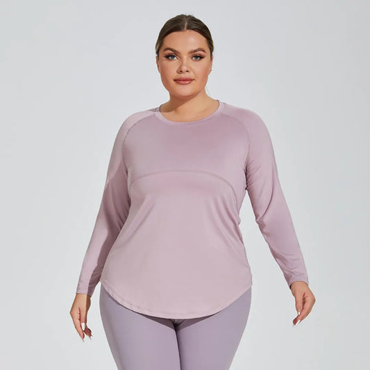 plus size Women's Slimming Yoga Clothing Breathable Long Sleeve Running Fitness Top Sportswear Women