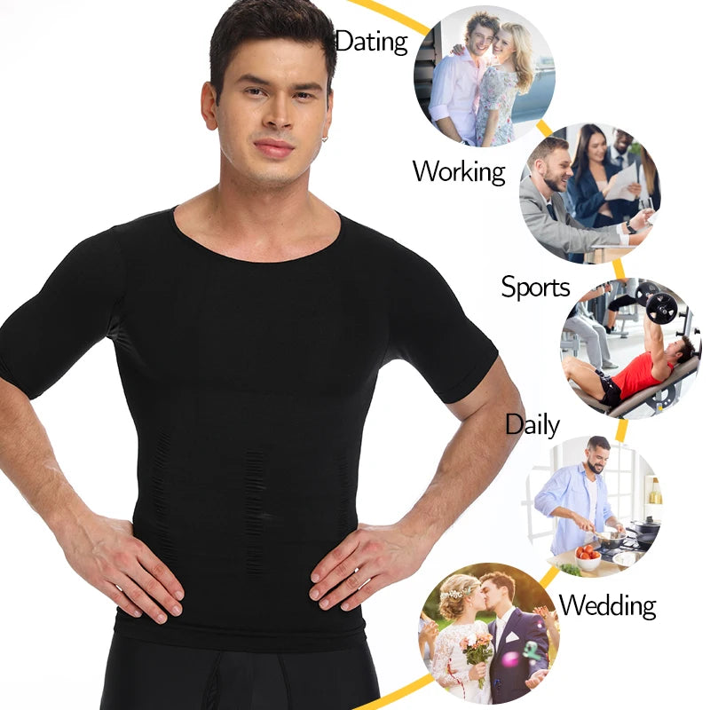 Men Weight Loss Shapewear T-Shirt Body Shaper Slimming Compression Shirts Gynecomastia Undershirt Waist Trainer Muscle Tank Tops