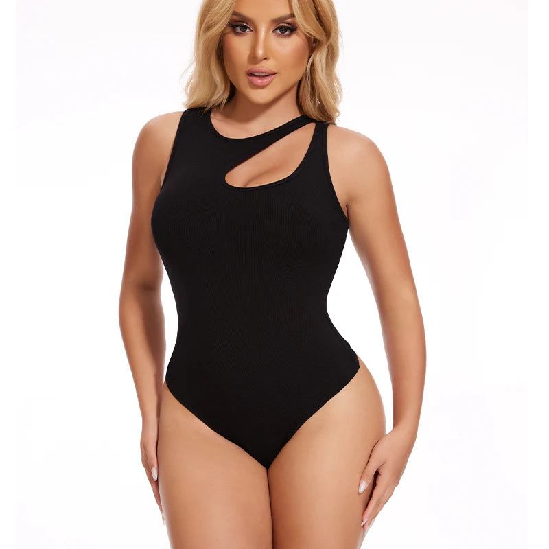 Irregular Shoulder Bodysuit Shapewear Women Full Body Shaper Tummy Control