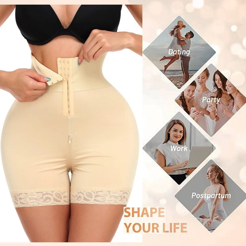 GUUDIA 5XL 6XL Open Zipper Crotch Row Buckle Hip Butt Enhancer Shapewear Butt Lifter Tummy Control Lace Plus Size Body Shaper