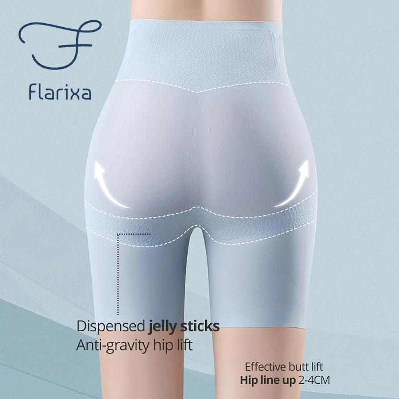 Flarixa Ultra Thin Ice Silk Shapewear High Waist Belly Slimming Panties Tummy Control Underwear Women Safety Pants Under Skirt