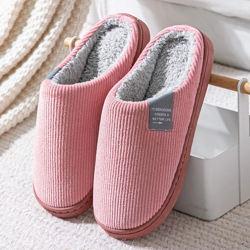 Big Size Women Winter Home Slippers Casual Shoes Men Non Slip Soft Warm Flats House Slides Indoor Bedroom Couples Floor Slipper