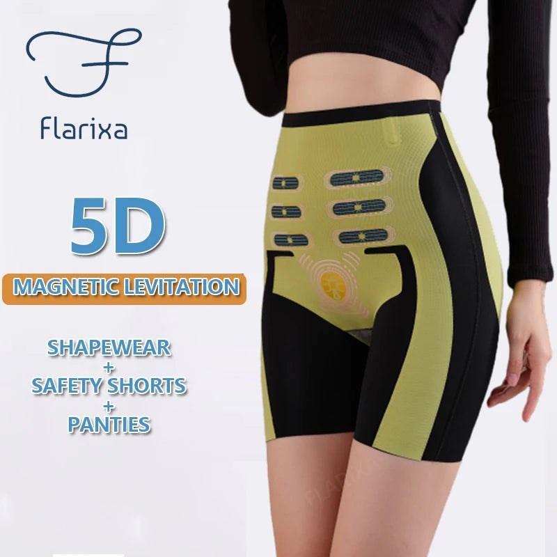 Flarixa 5D Levitation High Waist Hip Lift Women Shapewear Shorts Thin Slim Fit Yoga Boxer Seamless Flat Belly Safety Pants M-2XL