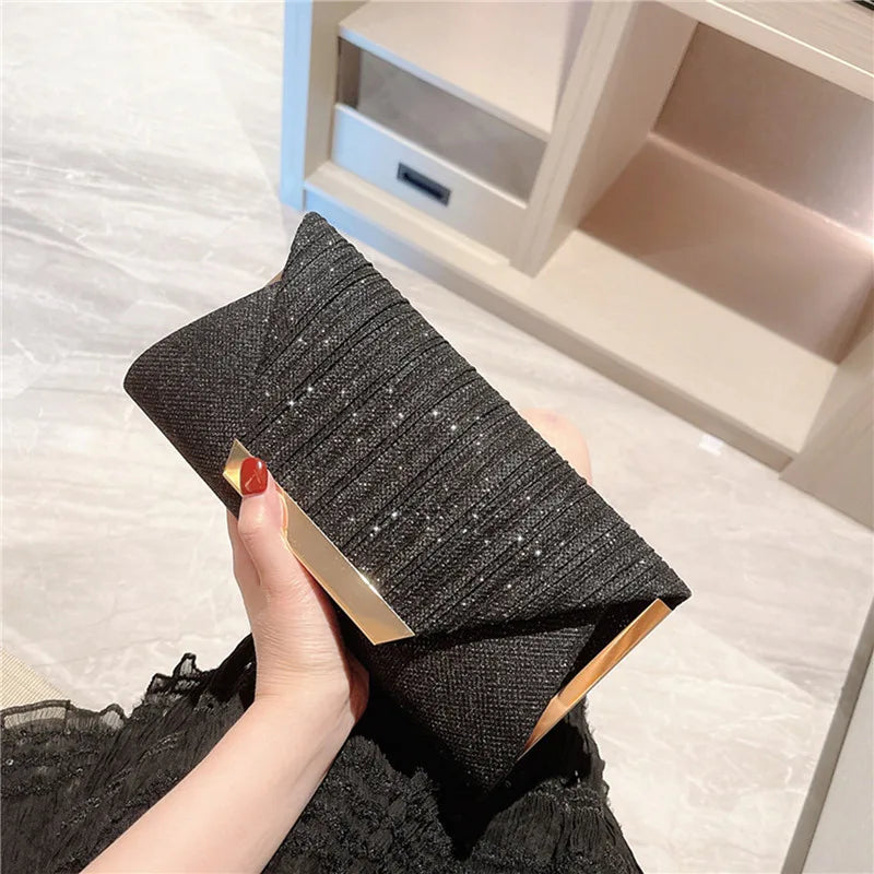 Women Exquisite Evening Bag Party Banquet Glitter Purse Lady Elegant Wedding Clutches Handbag Female Cocktail Chain Shoulder Bag