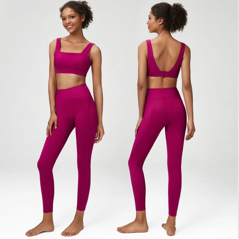 2/3 Pieces Fitness Yoga Set Women Solid Color Stretch Athletic Suit Sexy Bra Zipper Jacket High Waist Leggings Female Sportswear