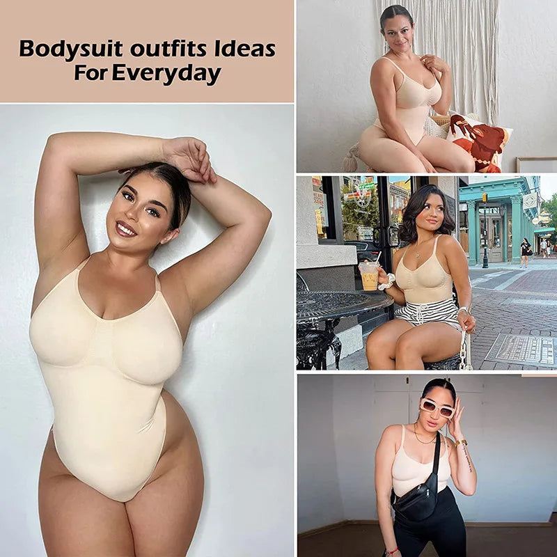 MISSMOLY Plus Size Backless Bodysuits Shapewear Thong Tummy Control Butt Lifting Body Shaper Corsets Slimming Camisole Tops