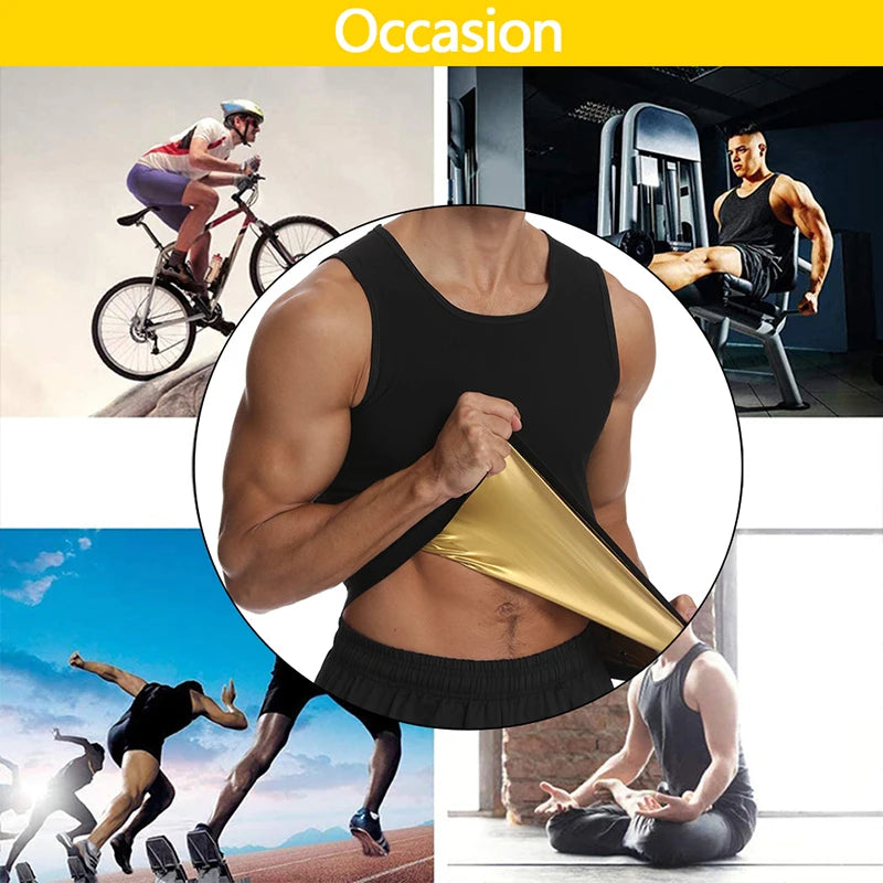 Heat Trapping Vest Pullover Sweat Enhancing Shirts Workout Tank Top Sauna Shapewear Waist Trainer for Men Compression Fitness