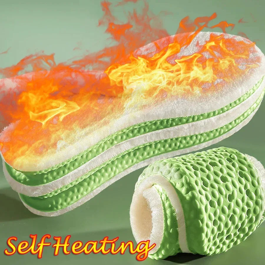 2023 Self Heated Thermal Insoles Warm Plush Arch Support Soft Feet Insoles Men Women Winter Sports Shoes Self-heating Shoe Pads